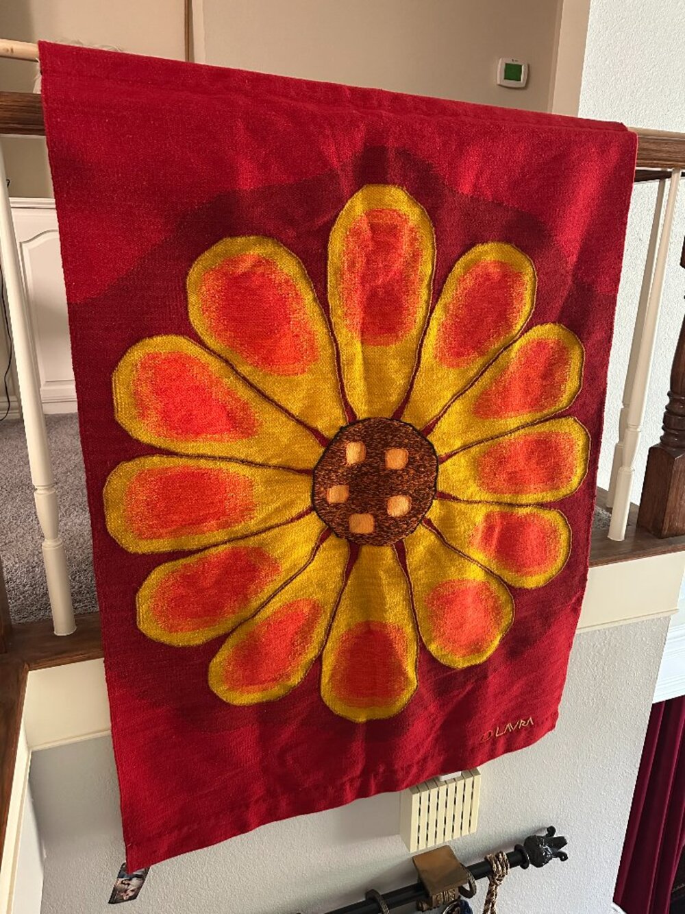 Handwoven Peruvian David Laura Novica Flower Power Wool Tapestry Wall Hanging